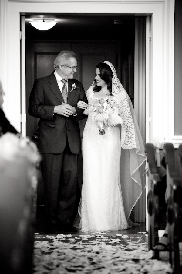 real wedding- walking down the aisle photo by Seattle photographers La Vie Photography